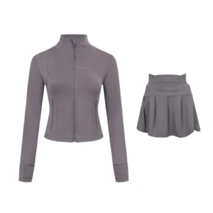 Purple Jacket and Skirt Set