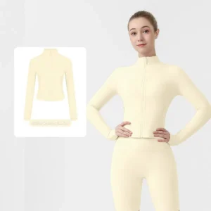 Cream Yellow Cropped Jacket and Leggings Set