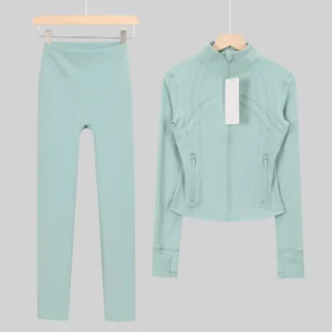 Crystal Green Cropped Jacket and Leggings Set