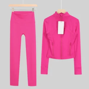 Hot Pink Cropped Jacket and Leggings Set