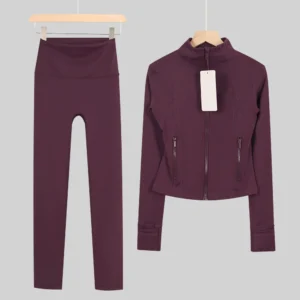 Dark Purple Cropped Jacket and Leggings Set