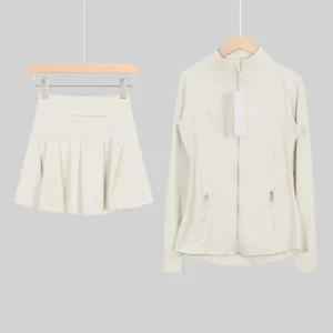 Regular Length Jacket and Skirt Set with Gold Zip
