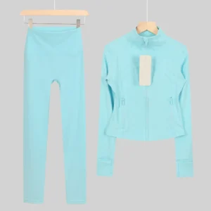 Glass Blue Cropped Jacket and Leggings Set