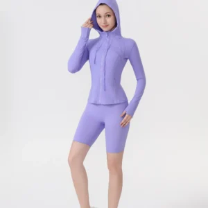 Purple Hoodie Jacket and Shorts Set