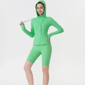 Green Hoodie Jacket and Shorts Set